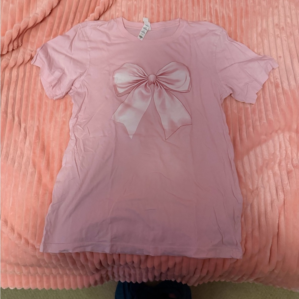 Bella Canvas Light Pink Kids Tee with Bow